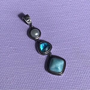 Larimar, Blue Topaz & Pearl Pendant
